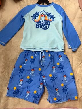 Bluey Kids' Blue Two-Piece Rashguard Swim Set